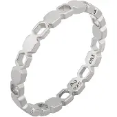Cai Ring 925/- Sterling Silber rhodiniert Hexagon Cut Outs Stacking