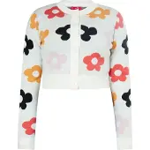 Mymo Strickjacke Frauen Weiss Mehrfarbig