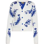 Mymo Strickjacke Frauen Wollweiss Blau