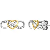 Julie Julsen Ohrstecker 925/- Sterling Silber rhodiniert/vergoldet 16 Zirkonia Infinity