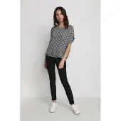 Kaffe Langarm-Bluse Regular fit Black/Chalk/Rose Fan Print black multi