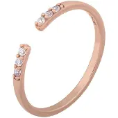 Cai Ring 925/- Sterling Silber rosévergoldet offen Zirkonia Stacking