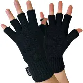 THMO - Herren schwarz 3M Thinsulate Isolierung gefüttert Fingerlose Handschuhe