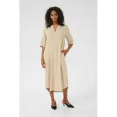Kaffe Midikleid "Damen Kleid KAmilia", Damen, Gr. 38, N-Gr, beige (feather gray), Obermaterial: 70% Viskose CV. 30% Leinen LI., Kleider Midikleid