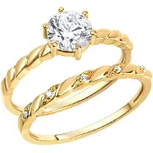 Zeeme Silber Ring Silber 925 vergoldet mit Zirkonia weiß