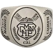 Cai Ring 925/- Sterling Silber Siegelring satiniert oxidiert Champion Wappen