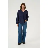 Kaffe Langarm-Bluse Regular fit Midnight Marine