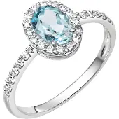 Zeeme Gemstones Ring 375/- Weißgold Zirkonia und Blautopas