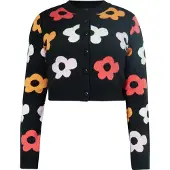 Swirly Strickjacke Frauen Schwarz Mehrfarbig