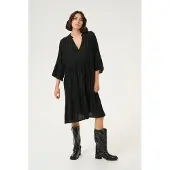 Kaffe Midikleid "Damen Kleid KAliv", Damen, Gr. 38, N-Gr, schwarz (schwarz deep), Obermaterial: 100% Viskose LENZING ECOVERO CV LenzEcov., Kleider Midikleid