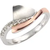 Zeeme Silber Ring Silber 925 zweifarbig mit Zirkonia weiß