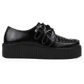 TUK Viva High Creeper Schwarze Leder-Plateau-Schnürschuhe im Gothic-Stil - AV6802