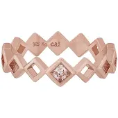 Cai Ring 925 Silber rosévergoldet Rauten mit Zirkonia
