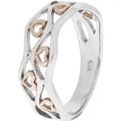 Zeeme Silber Ring Silber 925 zweifarbig mit Herz-Motiven