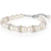 Steuer Modeschmuck Armband Glasperlenarmband weiß mit Strasszierde