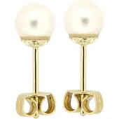 Orolino Ohrringe Gold 585 mit weißen Perlen 5,5-6mm rund