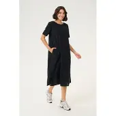 Kaffe Midikleid "Damen Kleid KAbellis", Damen, Gr. 36, N-Gr, schwarz (schwarz deep), Obermaterial: 85% Baumwolle CO. 15% Leinen LI., Kleider Midikleid