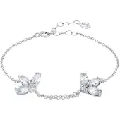 LEIS Armband 925 Sterling Silber rhodiniert Glänzend Blume Zirkonia weiß
