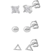 Celesta Silber Ohrstecker Set 925 Sterling Silber rhodiniert Zirkonia