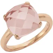 Jamelli Ring Silber 925 rosé-vergoldet mit echtem Rosenquarz 12mm