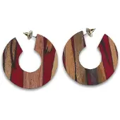 Steuer Modeschmuck Creolen Holz Acryl rot
