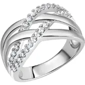 Zeeme Silber Ring Silber 925 rhodiniert mit Zirkonia weiß