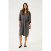 Kaffe Midikleid "Damen Kleid KAedna", Damen, Gr. 40, N-Gr, schwarz (schwarz oyster), Obermaterial: 56% Polyester PES. 44% Viskose CV., Kleider Midikleid