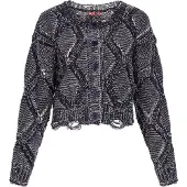 MyMo ROCKS Strickjacke Frauen marineblau cremeweiß