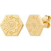 Cai Ohrstecker 925 Silber vergoldet Tattoo Motiv Hexagon