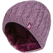 Heat Holder Damen gerippt Kabel stricken Fleece gefüttert Thermal gestrickt Beanie Hut
