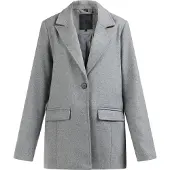 Dreimaster Langer Blazer aus Wollgemisch Damen Grau Melange