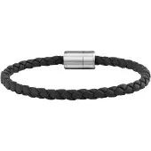 Cai Armband Leder olivenblattgegerbt schwarz Stahl