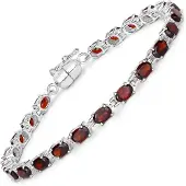 Vira Jewels Armband 925-Sterling Silber rhodiniert Granat oval