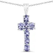 Vira Jewels Anhänger mit Kette 925-Sterling Silber rhodiniert Glänzend Tansanit violett
