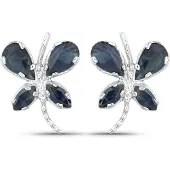 Vira Jewels Ohrringe Silber 925 rhodiniert Schmetterling-Motiv mit echten Saphir-Steinen