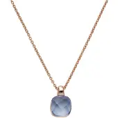 Jamelli Anhänger mit Kette 925 Silber rosé vergoldet Quarz blau (beh.)