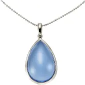 Jamelli Anhänger mit Kette 925 Silber rhodiniert Quarz blau (beh.)
