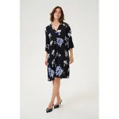 Kaffe Midikleid "Damen Kleid KAedita", Damen, Gr. 34, N-Gr, schwarz (schwarz, blau flower print), Obermaterial: 100% Viskose LENZING ECOVERO CV LenzEcov., Kleider Midikleid