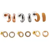 Steuer Modeschmuck Ohrstecker Set Metall 6 Paar glanz Straß weiß vergoldet gelb rot rhodiniert