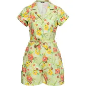 Queen Kerosin Damen Blusen Jumpsuit Hibiscus Mint mint