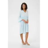Kaffe Midikleid "Damen Kleid KAellen", Damen, Gr. 36, N-Gr, blau (nantucket breeze chalk flower), Obermaterial: 100% Viskose LENZING ECOVERO CV LenzEcov., Kleider Midikleid
