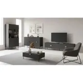 Feldmann-Wohnen Wohnzimmer-Set Mond Wohnwand 4-teilig Ausführung wählbar,ohne Beleuchtung,anthrazit