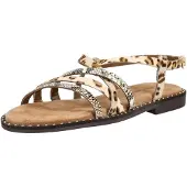 Lazamani Sandalen Damen Beige Ponyfell