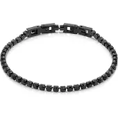 Zeeme Stainless Steel Armband Edelstahl/PVD schwarz Kristalle schwarz