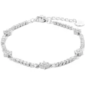 Luxenter 925 Sterling Silber Armband mit rhodinierten glänzenden Zirkonia - Dader