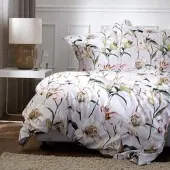 Apelt Mako-Satin Bettwäsche Lilia grau 160x210 cm + 65x100 cm - grau;grün