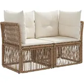 vidaXL Gartensofa-set 9 pcs Beige und Cremeweiß Poly-Rattan