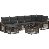 vidaXL Gartensofa-set 8 Stk. Grau Poly-Rattan