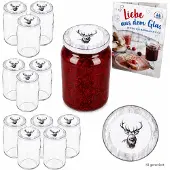 MamboCat 12er Set Sturzglas 720ml Einmachglas Alois Hirsch Deckel Rezept-Heft