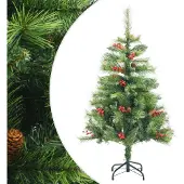 Syfax Künstlicher Weihnachtsbaum Klappbar mit Zapfen & Beeren 150 cm